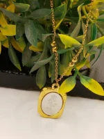 Gold Plated Rose Flower Pendant Necklace for Women – Beaded Chain - Image 4