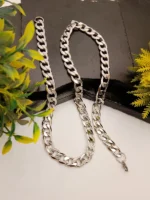 Thick Interlock Silver Chain for Men – Bold Heavy Link Necklace with Mirror Shine