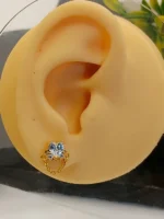 Gold Heart CZ Drop Stud Earrings for Women – Dangling Chain with Sparkling Heart Stone - Image 4