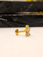 Gold 5 Petal Flower Nose Stud for Women – Marquise CZ Flower Shape Nose Piercing - Image 4