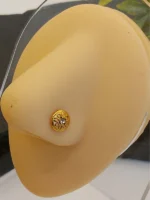 Gold Round Flower Nose Stud for Women – Carved Floral Design with Central CZ Stone - Image 4