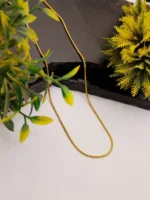 Gold Round Snake Chain Necklace – Thin Herringbone Unisex Design - Image 2