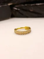 Gold Double Row CZ Nose Ring for Women – Double Line Sparkling Stone Nose Hoop - Image 2