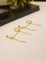 Gold Hoop Chain Earring – Teardrop Double Piercing Dangle - Image 3