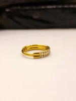 Gold Double Row CZ Nose Ring for Women – Double Line Sparkling Stone Nose Hoop - Image 4