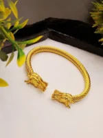 Luxury Gold Plated Twisted Rope Cuff with Double Dragon Heads - Image 2