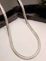 Men's Textured Curb Link Silver Chain – Shiny Small Link Necklace with Mirror Polish - Image 3