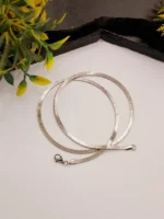 Men's Sleek Flat Snake Silver Chain – Ultra Shiny Thin Link Necklace with Mirror Finish - Image 4