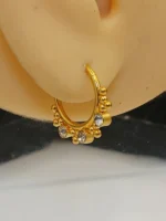 Sparkling CZ Stone Bali Hoops with Golden Beads - Image 5
