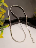 Men's Sleek Flat Snake Silver Chain – Ultra Shiny Thin Link Necklace with Mirror Finish