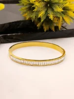 Luxury Gold Plated Hinge Bangle with Full Baguette Cut CZ Stones