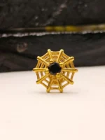 Gold Black Spider Web Nose Stud for Women – Black Stone Spider Web Design Nose Piercing