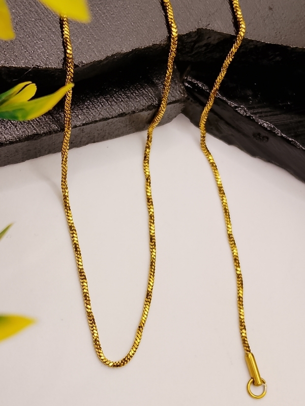 Gold Box Chain Necklace Gold Box Chain Necklace – Classic Thin Curb Unisex Design - Image 1