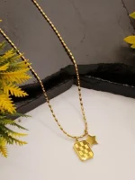 Stylish Square Mosaic Pendant with Star Charm on Bead Chain