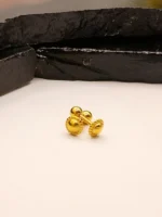 Gold Dome Beaded Stud Earrings – Unisex Premium Rope Border Design - Image 3