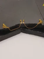 Gold Flower Chain Earring – Delicate Double Piercing Connector - Image 4