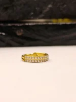 Gold Double Row CZ Nose Ring for Women – Double Line Sparkling Stone Nose Hoop