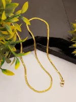 Gold Floral Snake Chain Necklace – Thin Embossed Flower Unisex Design