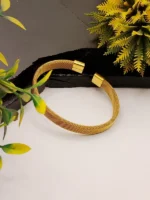 Luxury Gold Plated Flexible Woven Mesh Openable Bangle with Clasp - Image 3