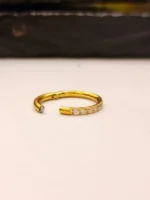 Gold CZ Nose Ring for Women – Single Row Sparkling Stone Curved Nose Hoop - Image 4