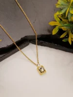 Gold Plated Clear Crystal Square Pendant Necklace for Women - Image 2