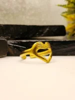 Gold Plated Heart Hands Ring – Adjustable Open Cuff Ring with Hugging Hands Design