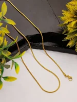 Gold Round Snake Chain Necklace – Thin Herringbone Unisex Design