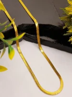 Gold Herringbone Chain Necklace – Thin Flat Snake Unisex Design - Image 2