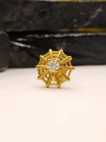 Gold Spider Web Nose Stud for Women – Spider Web Design with Central CZ Stone
