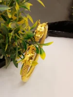 Luxury Gold Plated Twisted Rope Cuff with Double Dragon Heads - Image 4