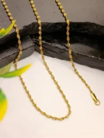 Gold Twisted Rope Chain Necklace – Delicate Spiral Unisex Design