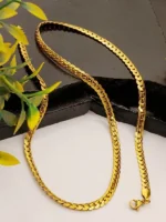 Gold Wheat Link Chain Necklace – Bold Textured Unisex Design