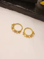 Sparkling CZ Stone Bali Hoops with Golden Beads - Image 2