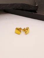 Gold Heart Pendant Necklace with Beads & Matching Heart Stud Earrings Set for Women - Image 4