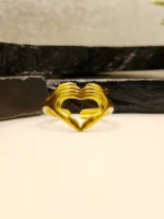 Gold Plated Heart Hands Ring – Adjustable Open Cuff Ring with Hugging Hands Design - Image 2