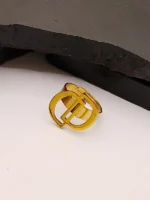 Gold Interlocking D Logo Pendant Necklace, Bracelet & Earrings Mesh Jewelry Set - Image 3