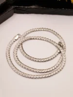 Men's Textured Curb Link Silver Chain – Shiny Small Link Necklace with Mirror Polish - Image 4