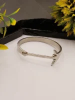 Premium Silver Plated Nautical Anchor Cuff Bangle with Polished Finish