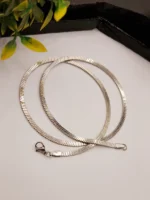 Men's Sleek Flat Snake Silver Chain – Ultra Shiny Thin Link Necklace with Mirror Finish - Image 5