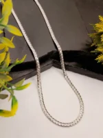 Men's Textured Curb Link Silver Chain – Shiny Small Link Necklace with Mirror Polish - Image 2