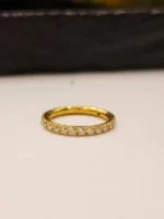 Gold CZ Nose Ring for Women – Single Row Sparkling Stone Curved Nose Hoop