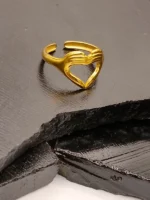 Gold Plated Heart Hands Ring – Adjustable Open Cuff Ring with Hugging Hands Design - Image 6