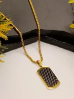 Luxury Gold & Black Carbon Fiber Pendant for Men - Image 3