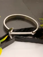 Premium Silver Plated Nautical Anchor Cuff Bangle with Polished Finish - Image 3