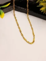 Gold Singapore Chain Necklace – Elegant Spiral Link Design - Image 3