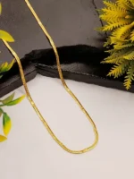 Gold Floral Snake Chain Necklace – Thin Embossed Flower Unisex Design - Image 2