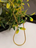 Gold Round Snake Chain Necklace – Thin Herringbone Unisex Design - Image 5