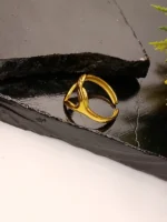 Gold Plated Heart Hands Ring – Adjustable Open Cuff Ring with Hugging Hands Design - Image 5