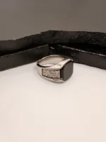 Turkish Men's Silver Plated Black Stone CZ Ring - Image 2