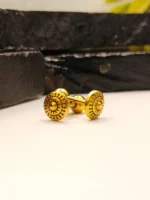 Gold Sun Pattern Stud Earrings – Unisex Circular Geometric Design